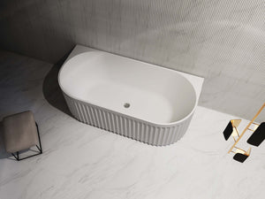 RIVA ROMA FLUTED BACK TO WALL BATHTUB MATTE WHITE (AVAILABLE IN 1500MM AND 1700MM)