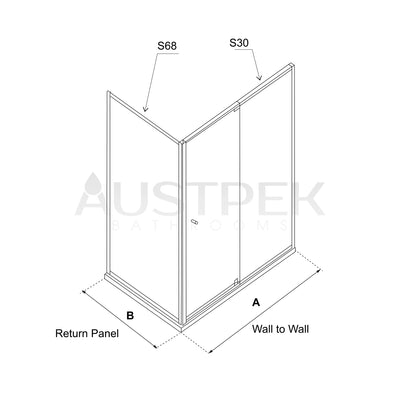 BTH WALL TO WALL FRAMED PIVOT DOOR SHOWER SCREEN BLACK