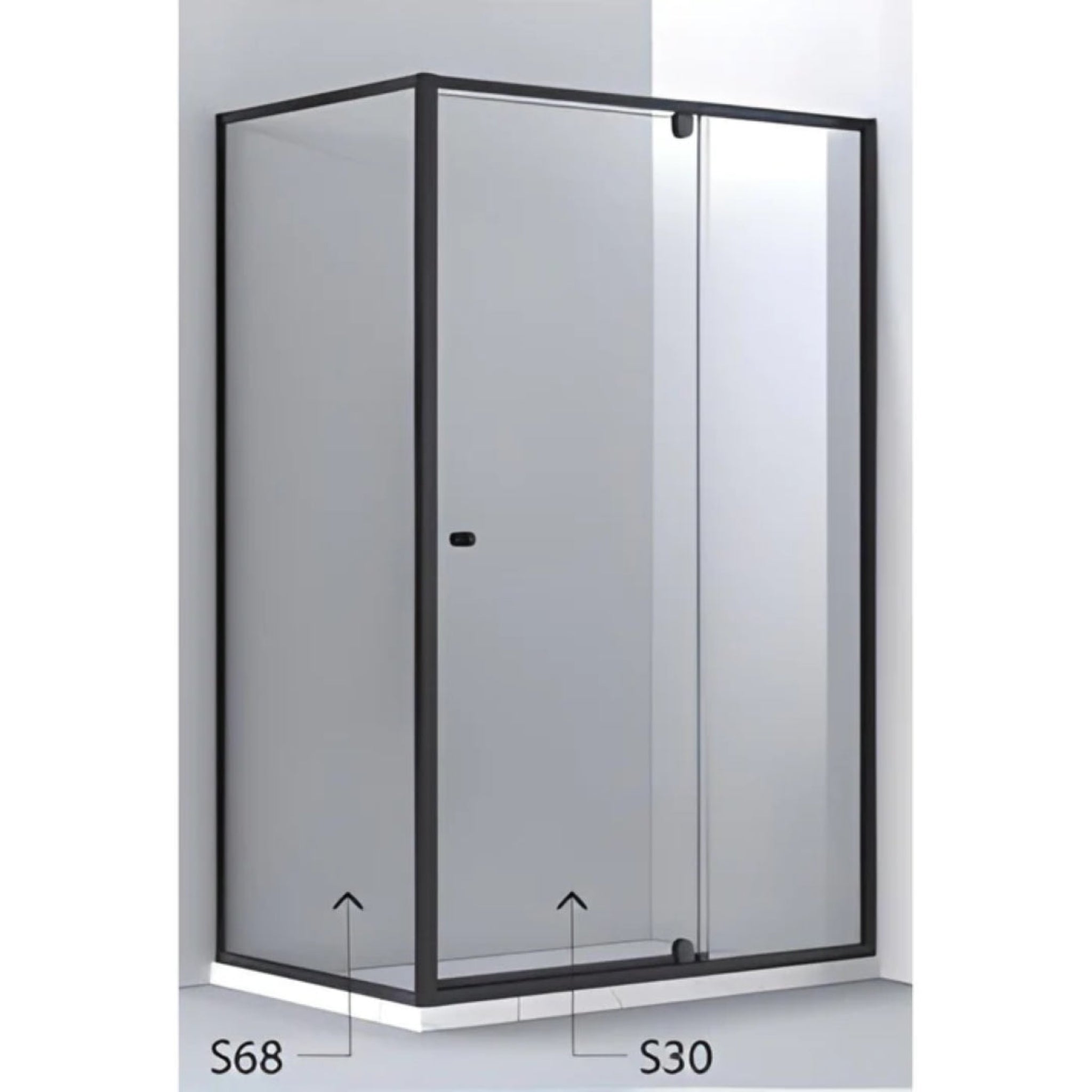 BTH WALL TO WALL FRAMED PIVOT DOOR SHOWER SCREEN BLACK