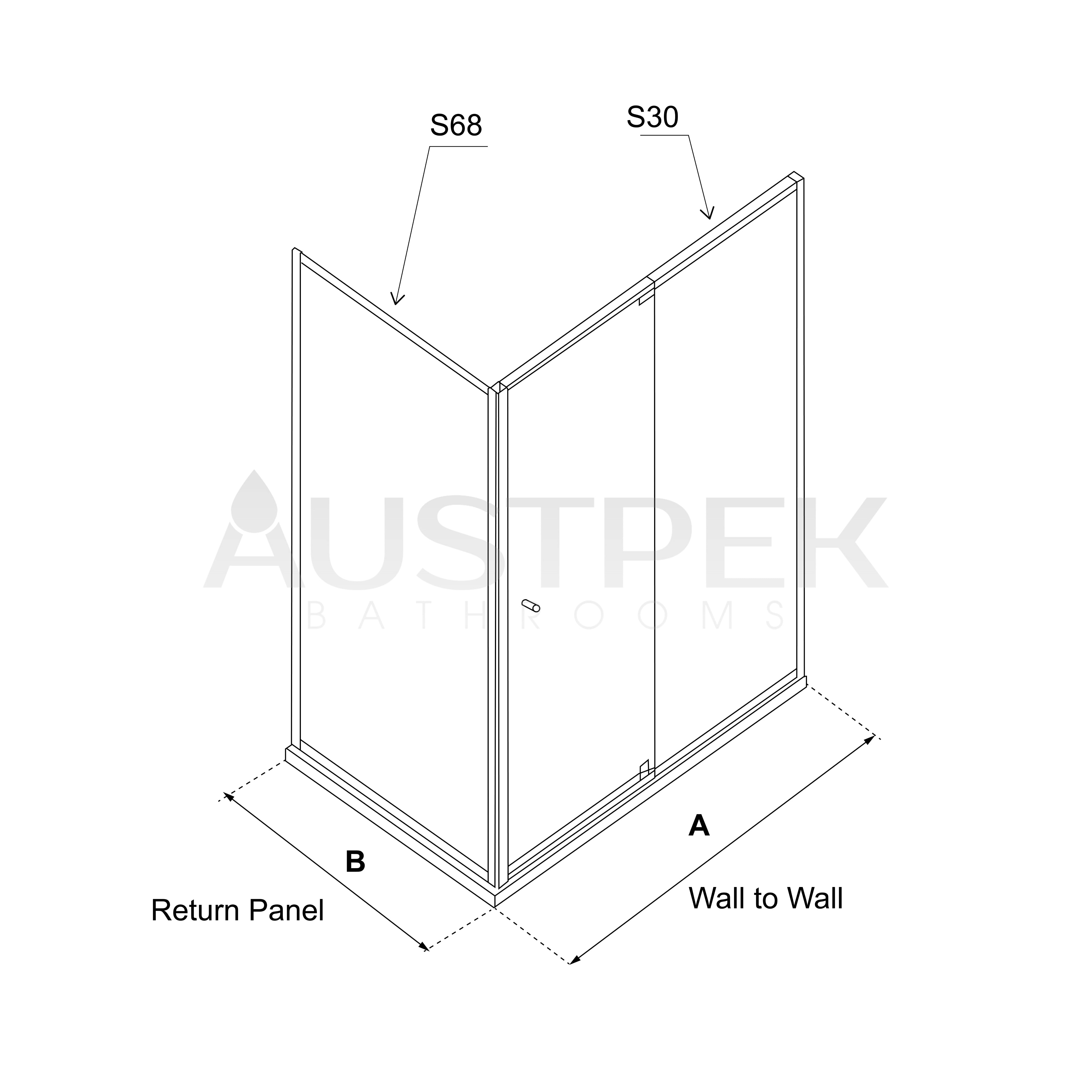 BTH WALL TO WALL FRAMED PIVOT DOOR SHOWER SCREEN BLACK