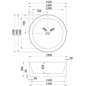 ENFLAIR SUNSHINE GROOVE FREESTANDING BATHTUB MATTE WHITE 1500MM