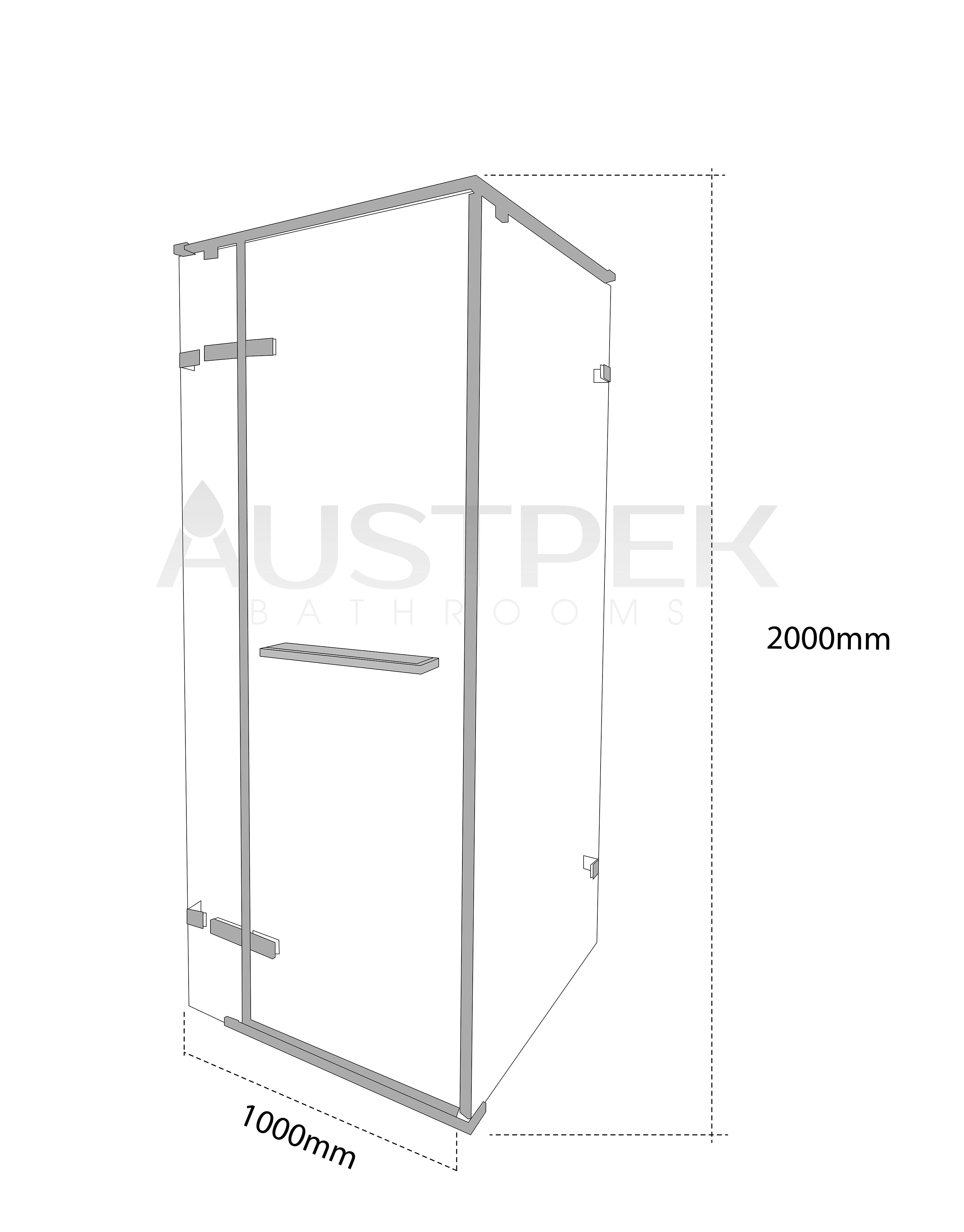 BTH PIVOT DOOR CORNER SHOWER SCREEN MATTE BLACK