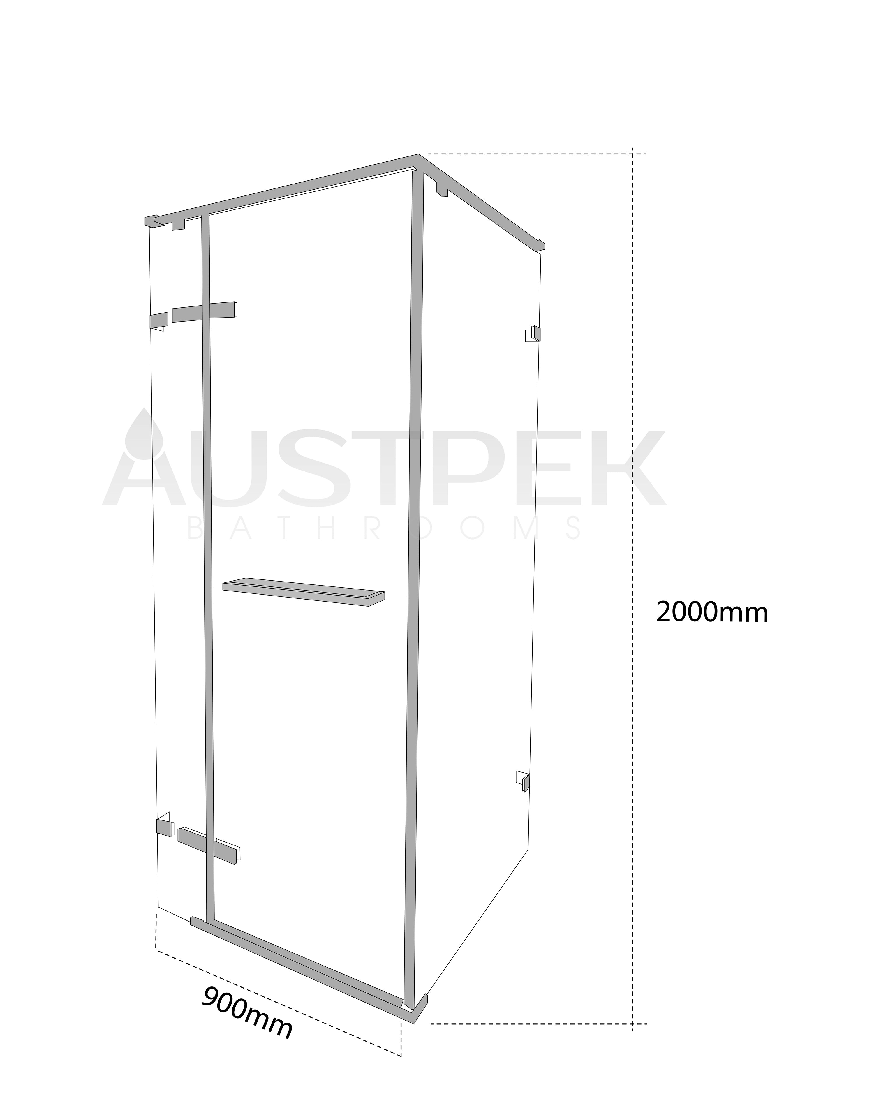 BTH PIVOT DOOR CORNER SHOWER SCREEN MATTE BLACK