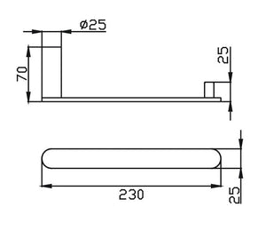 TAPART SLEEK NON-HEATED HAND TOWEL RAIL BRUSHED NICKEL 230MM
