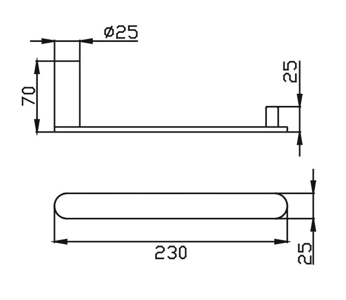 TAPART SLEEK NON-HEATED HAND TOWEL RAIL ROSE GOLD 230MM