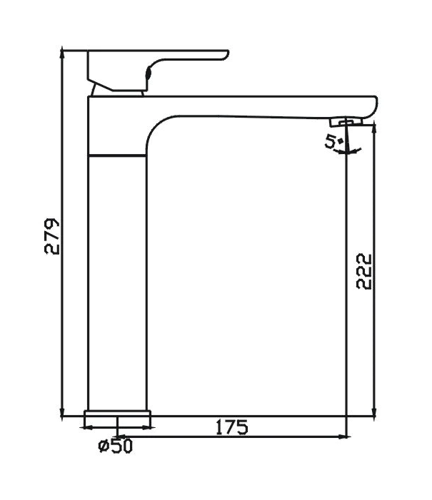 TAPART SLEEK LEAD FREE SINK MIXER 279MM BLACK