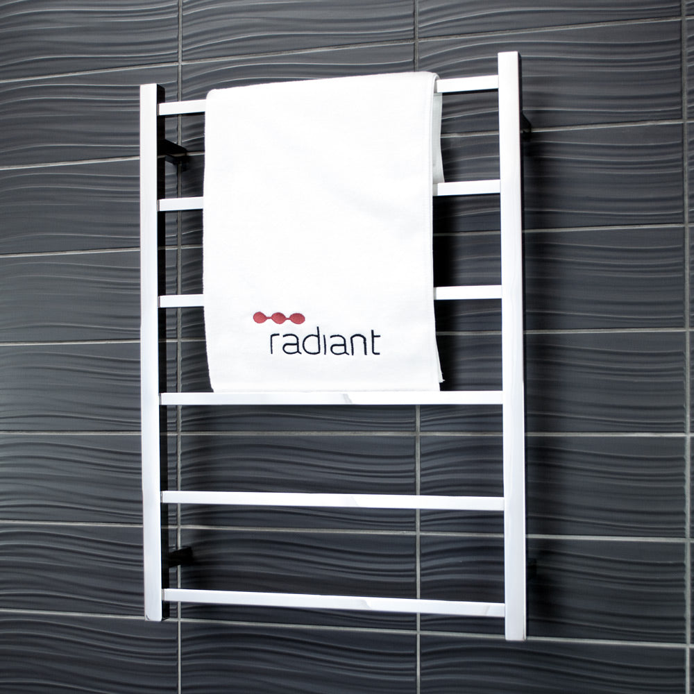RADIANT HEATING 6-BARS SQUARE NON-HEATED TOWEL RAIL CHROME 600MM