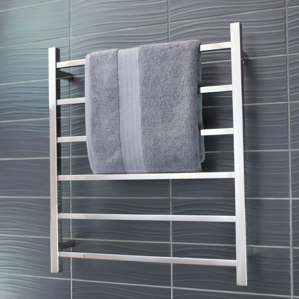 RADIANT HEATING 6-BARS SQUARE NON-HEATED TOWEL RAIL CHROME 700MM