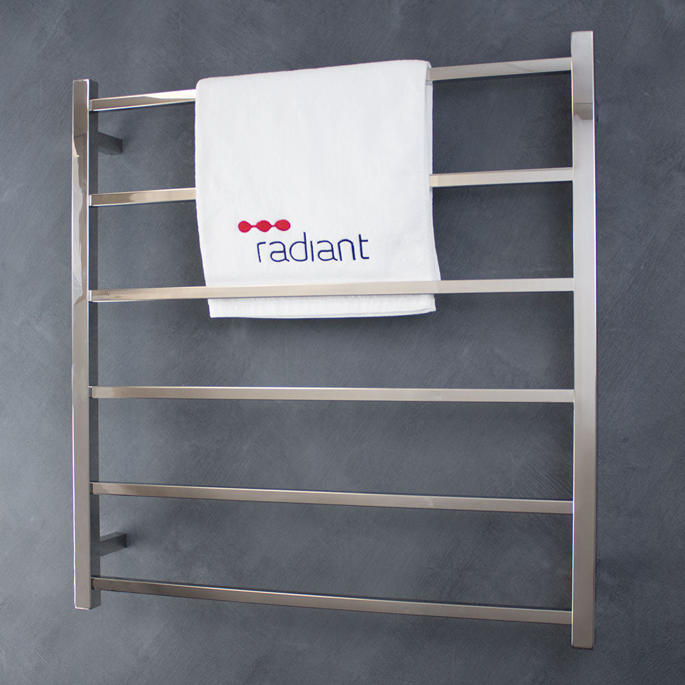 RADIANT HEATING 6-BARS SQUARE NON-HEATED TOWEL RAIL CHROME 800MM