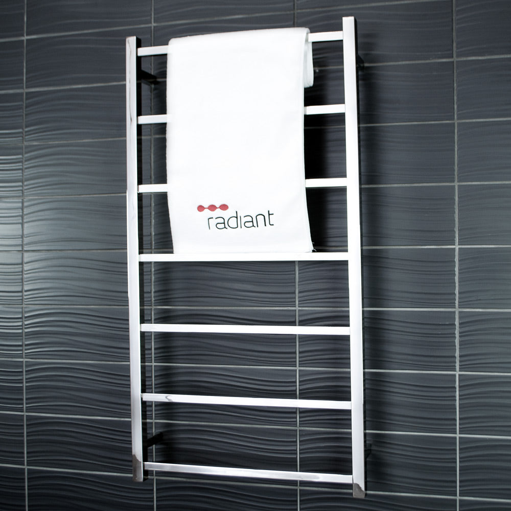 RADIANT HEATING 7-BARS SQUARE NON-HEATED TOWEL RAIL CHROME 600MM