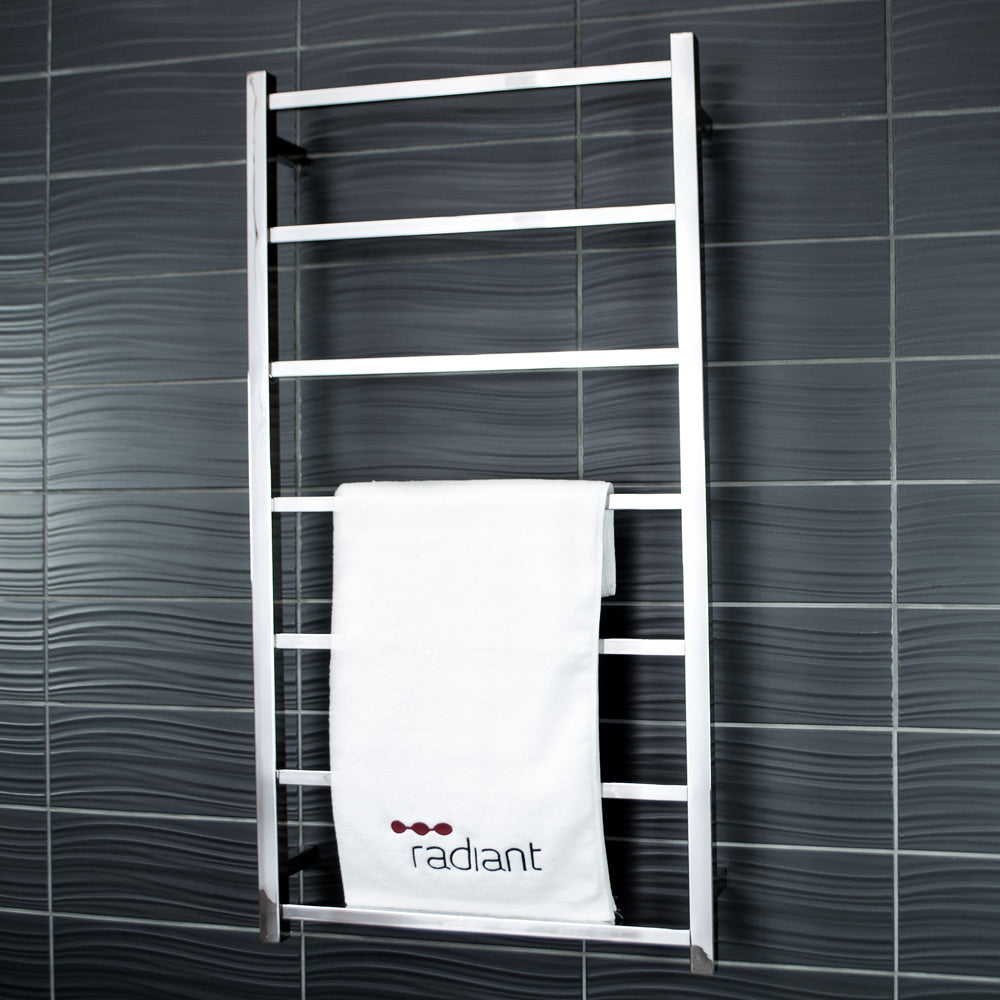 RADIANT HEATING 7-BARS SQUARE NON-HEATED TOWEL RAIL CHROME 600MM
