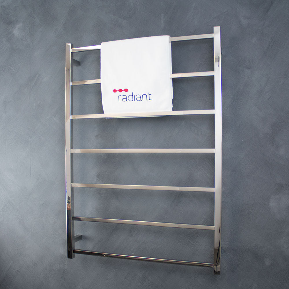 RADIANT HEATING 7-BARS SQUARE NON-HEATED TOWEL RAIL CHROME 800MM