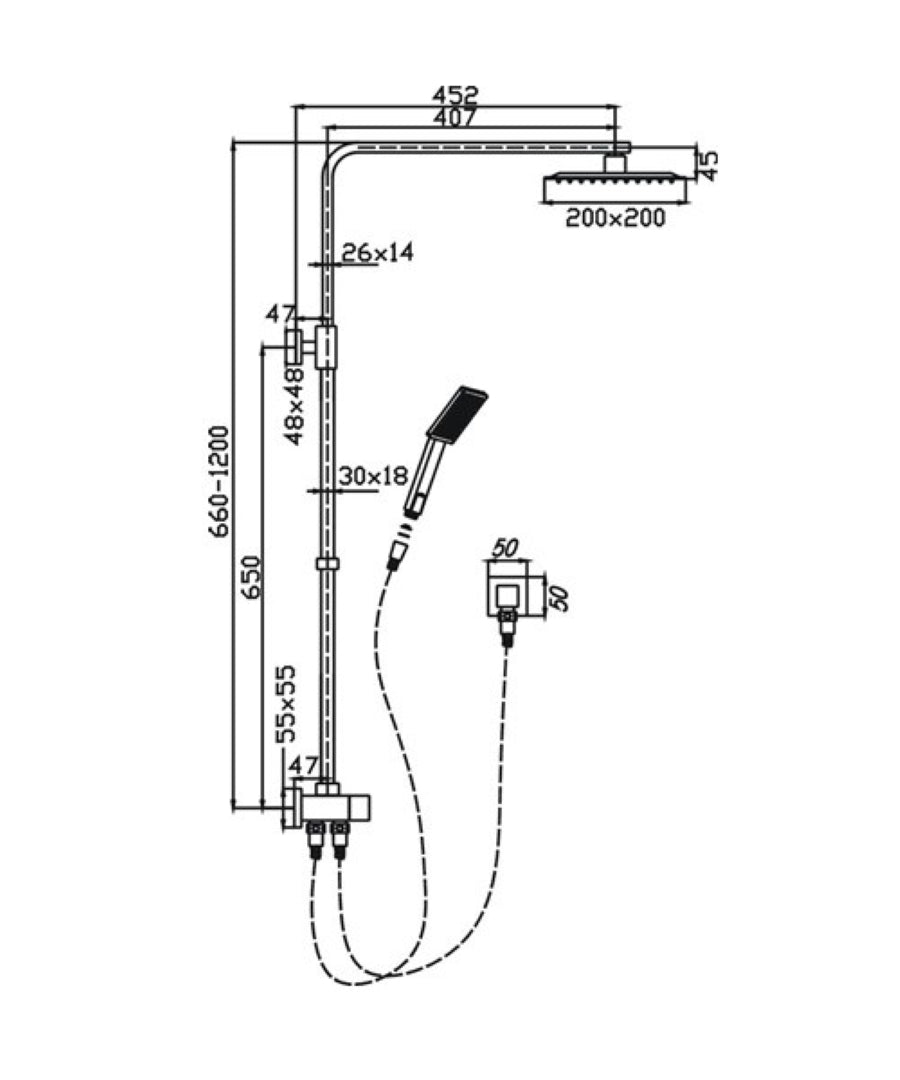 HELLYCAR ERIC SHOWER SYSTEM WITH RAIL CHROME