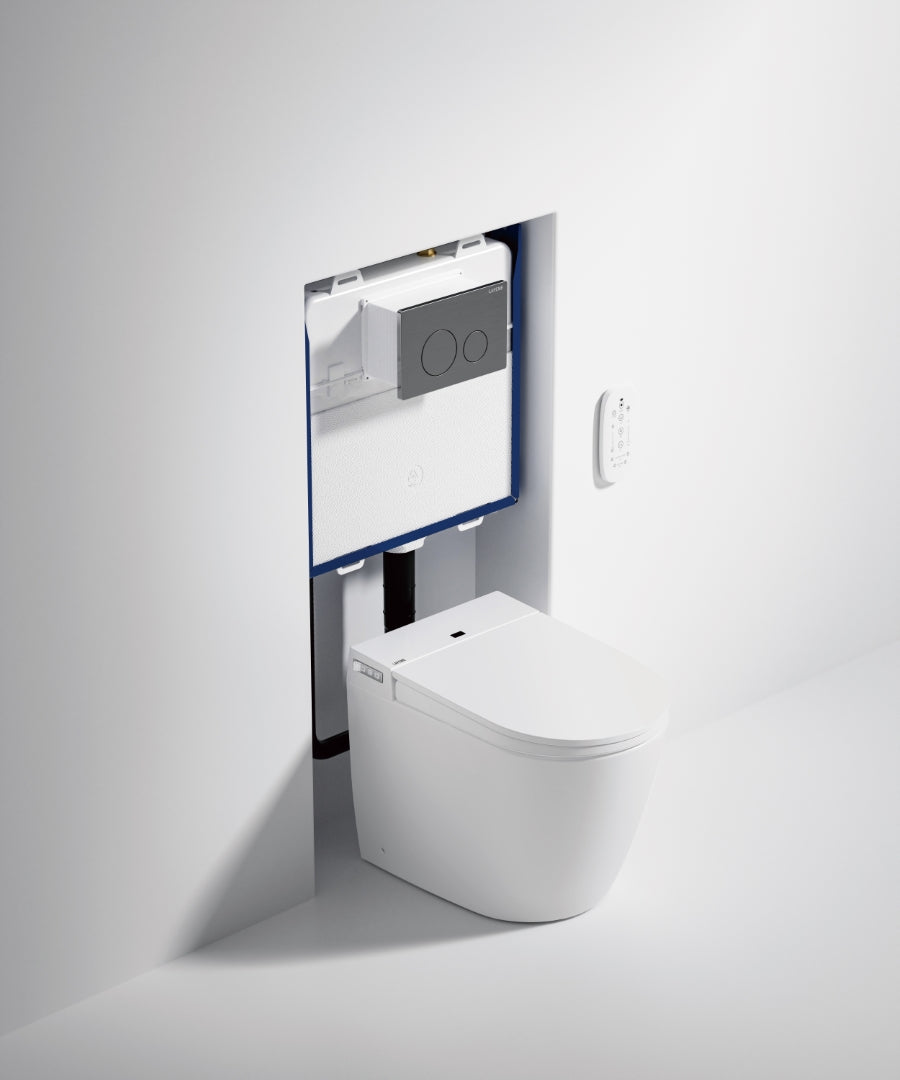 LAFEME CRAWFORD SMART TOILET WALL FACED PACKAGE W/ AUTOFLUSH GLOSS WHITE