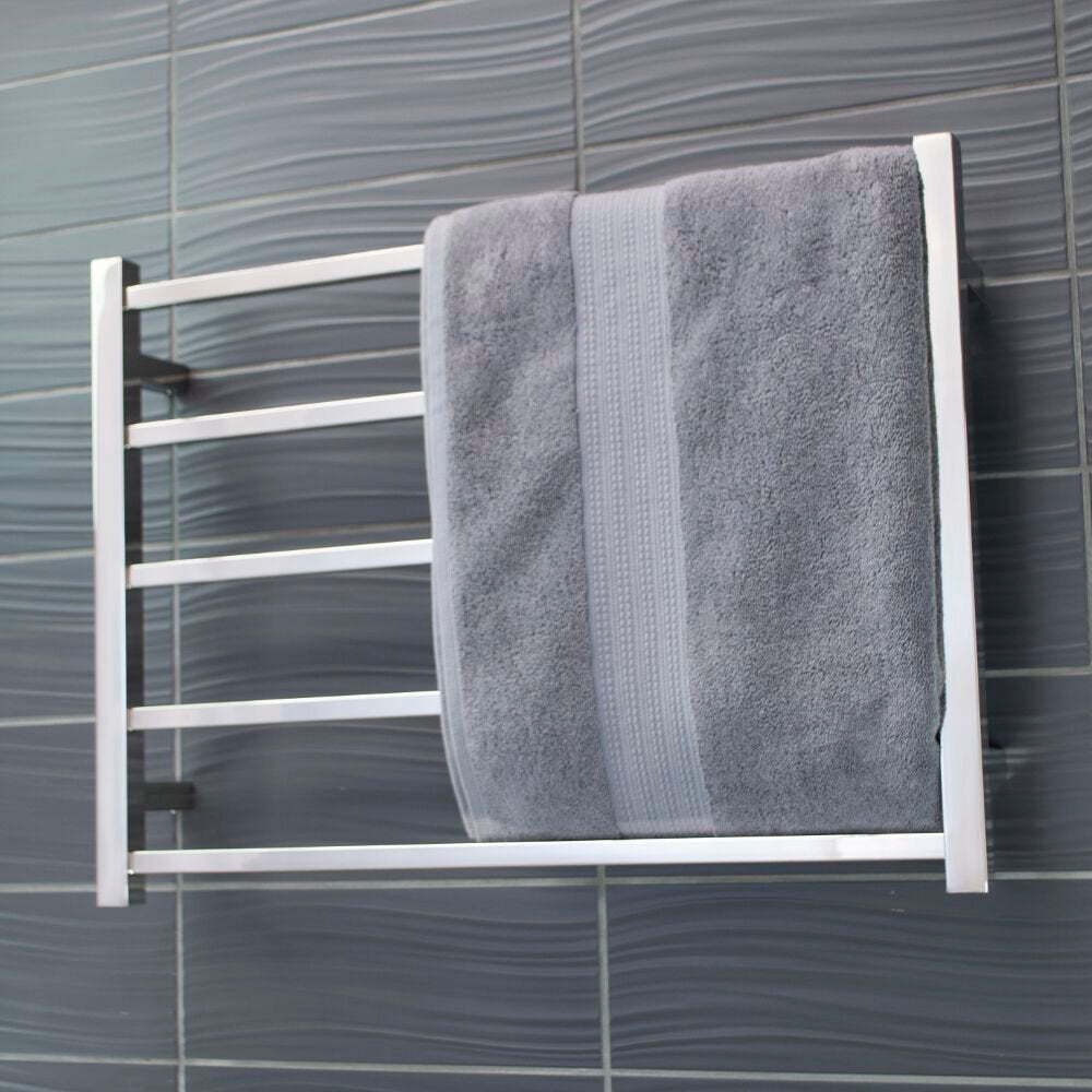 RADIANT HEATING 5-BARS SQUARE HEATED TOWEL RAIL CHROME 75WATTS 750MM