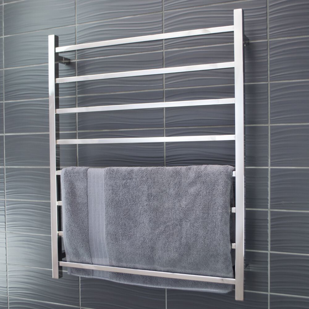 RADIANT HEATING 8-BARS SQUARE HEATED TOWEL RAIL CHROME 120WATTS 800MM