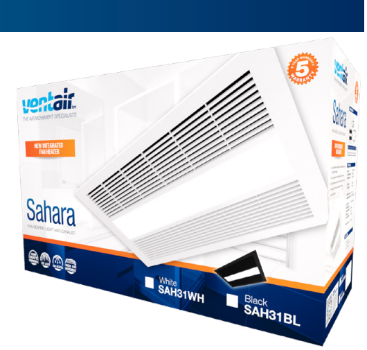 VENTAIR SAHARA HIGH PERFORMANCE 4 IN 1 BATHROOM UNIT WITH INTEGRATED FAN, HEAT, LED LIGHT AND EXHAUST FAN WHITE