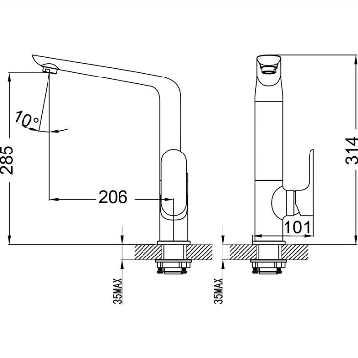 IKON BANDA SINK MIXER 314MM CHROME