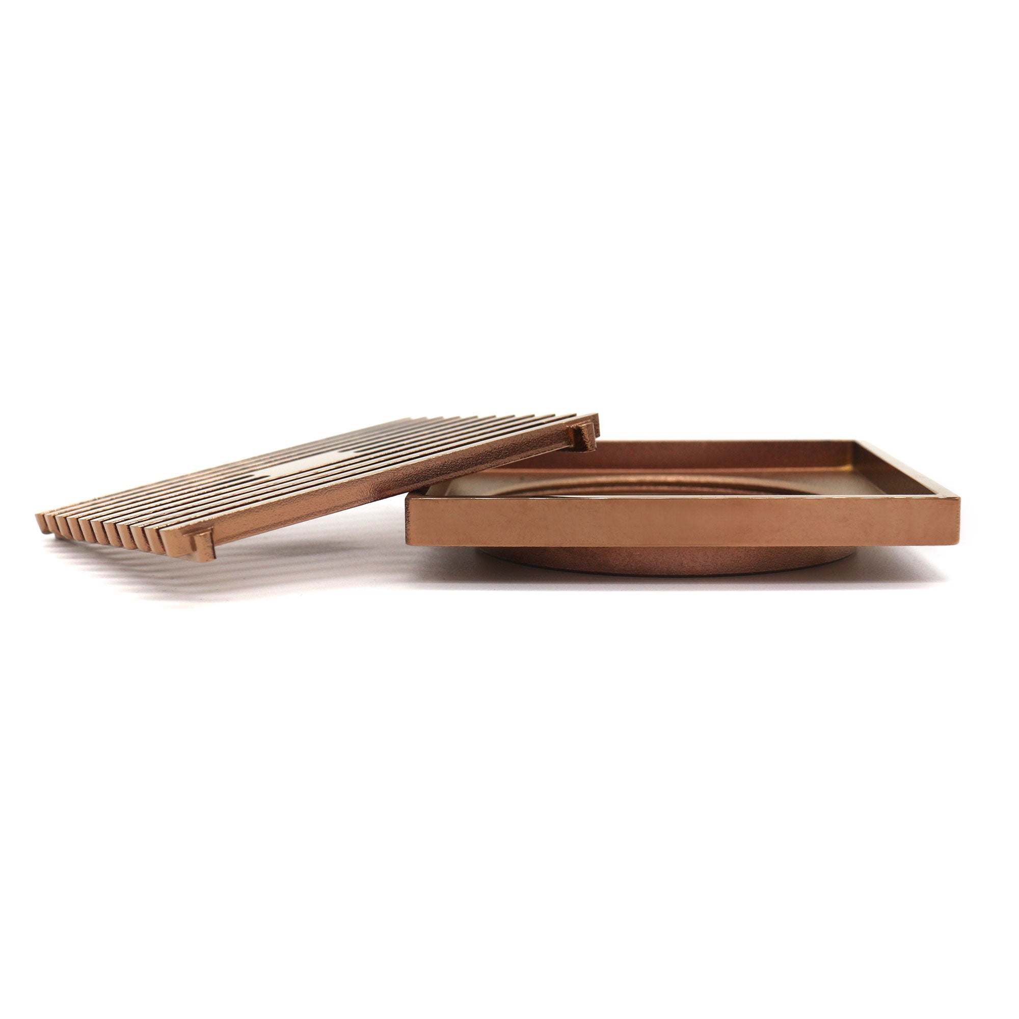 GRATES2GO SLIMLINE BRASS POINT DRAIN ROSE GOLD 100MM