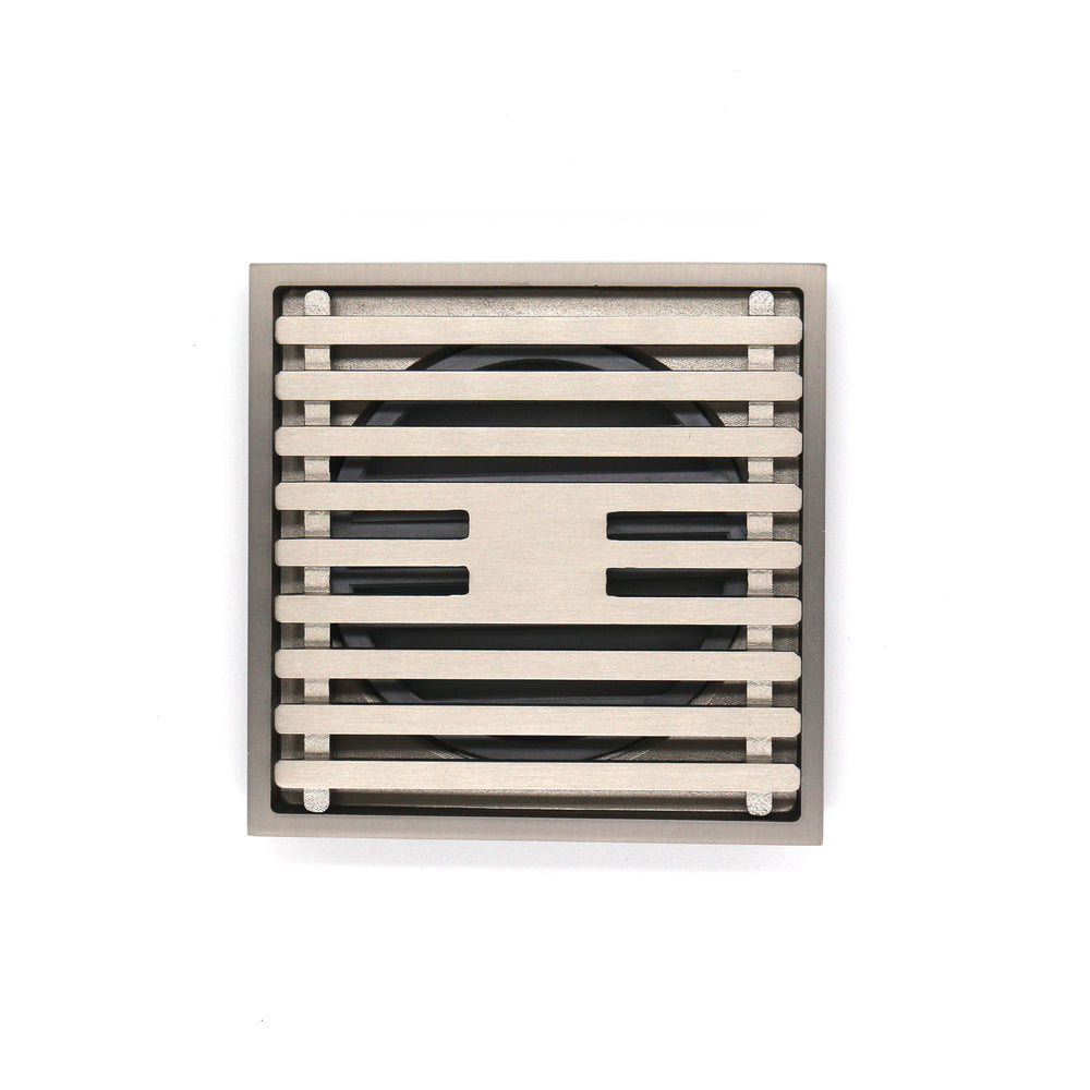 GRATES2GO SLIMLINE BRASS POINT DRAIN SATIN NICKEL 100MM
