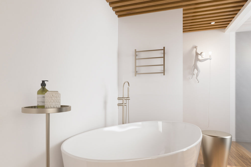 LINSOL SPIRIT 4 BAR HEATED TOWEL RAIL BRUSHED NICKEL 450MM
