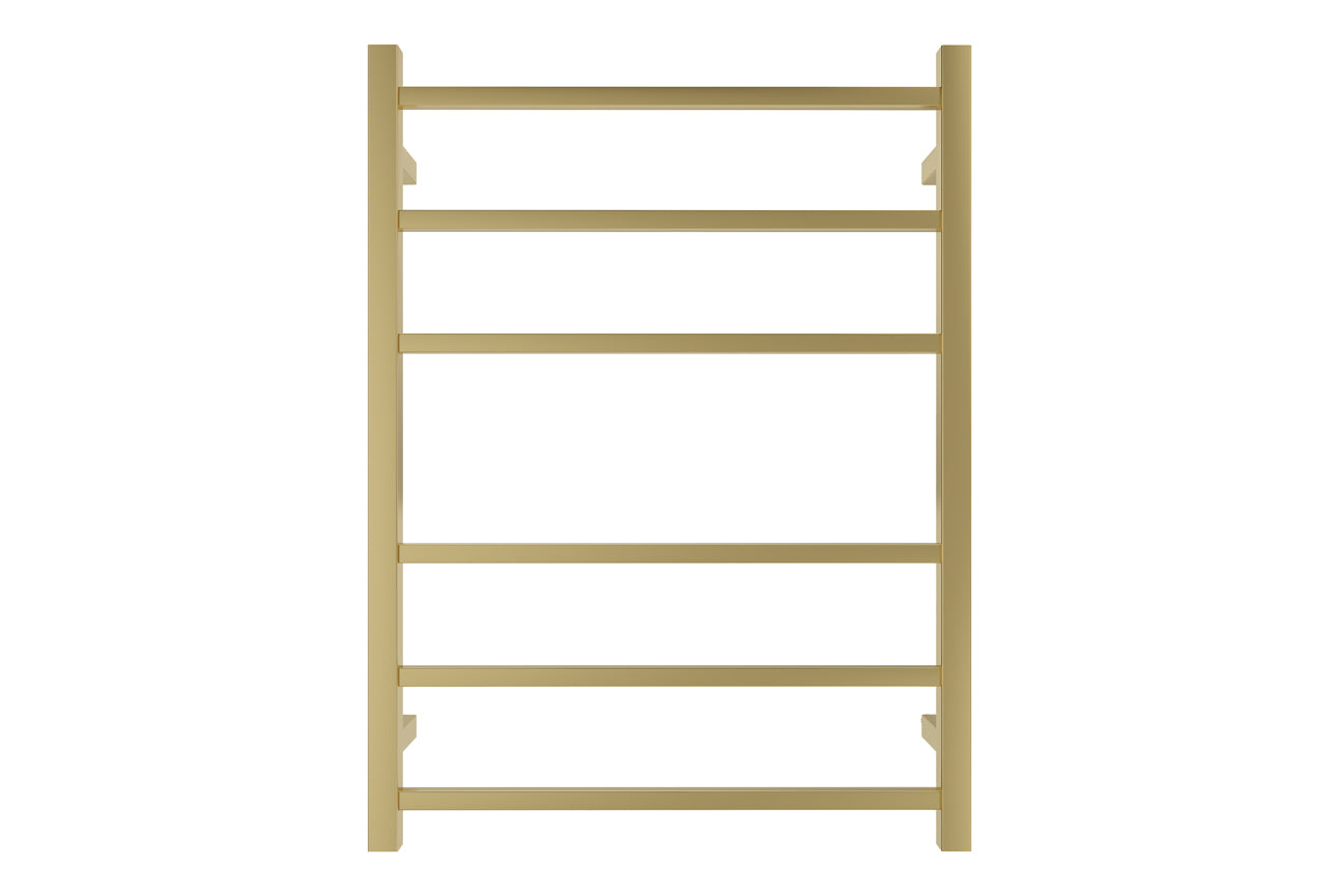 LINSOL SPIRIT 6 BAR HEATED TOWEL RAIL BRUSHED BRASS 800MM