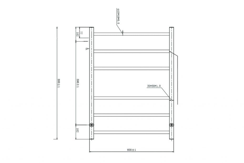 LINSOL SPIRIT 6 BAR HEATED TOWEL RAIL BRUSHED BRASS 800MM