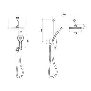 LINKWARE SELF CLEANING TWIN SHOWER SQUARE CHROME