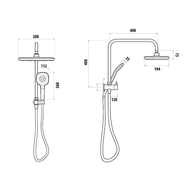 LINKWARE SELF CLEANING TWIN SHOWER SQUARE CHROME