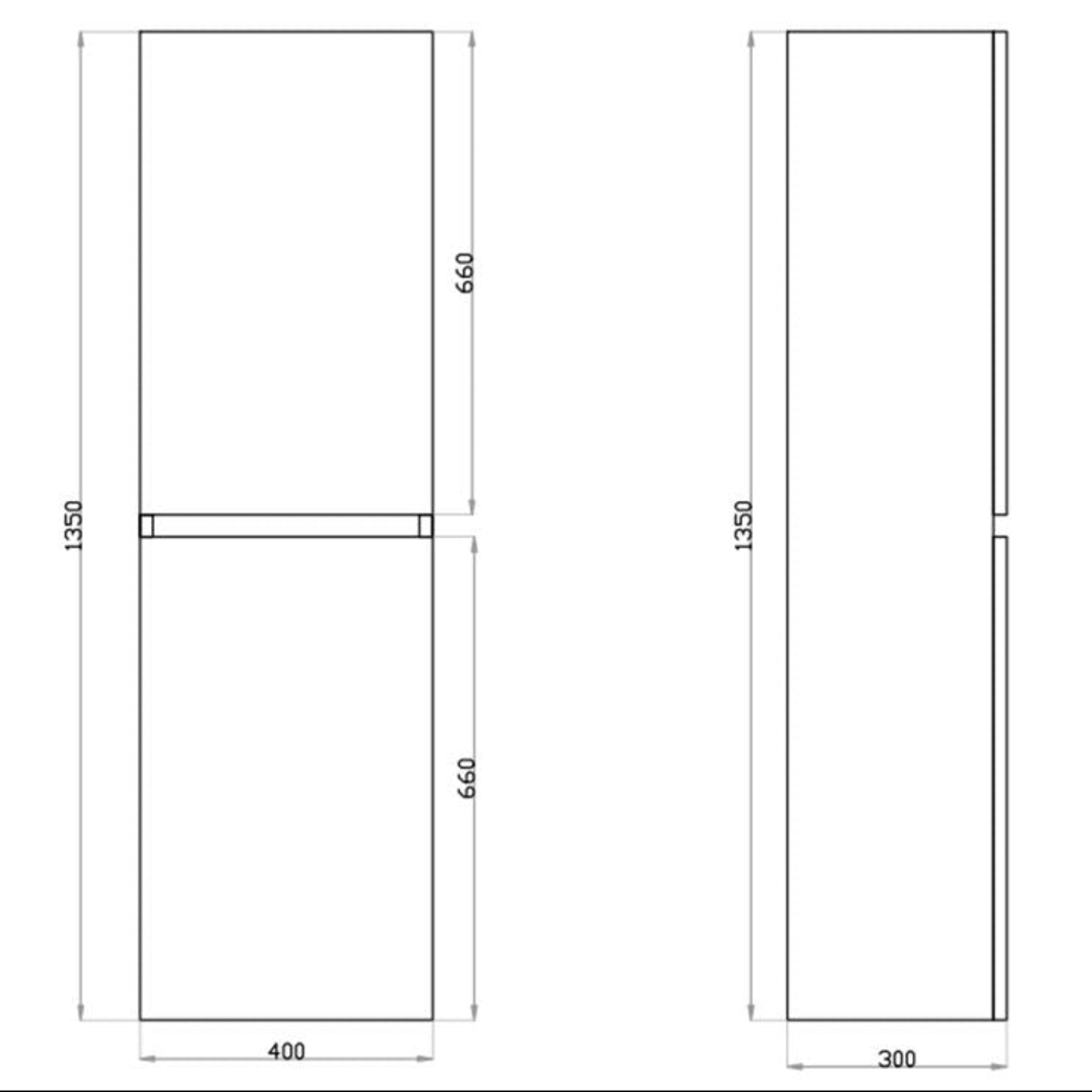POSEIDON MATTE WHITE WALL HUNG TALL BOY 400MM X 1350MM