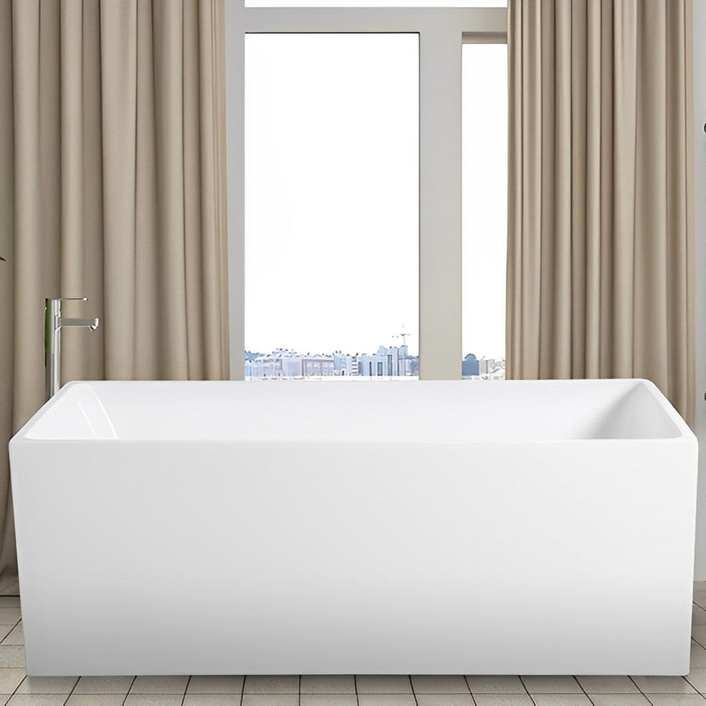 POSEIDON THEO BACK TO WALL BATH NON OVERFLOW GLOSS WHITE 1500MM