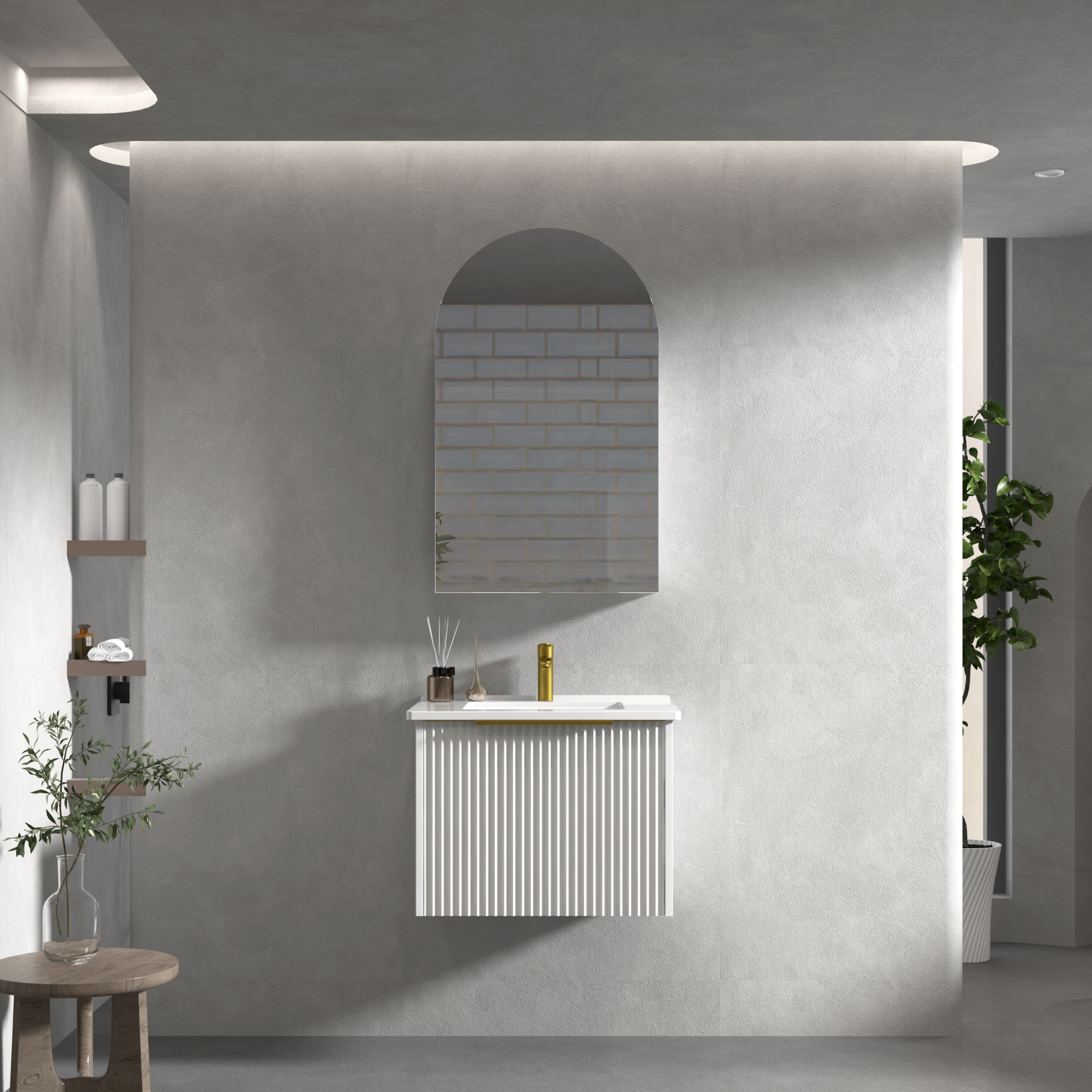 INFINITY THENA WHITE 600MM SINGLE BOWL WALL HUNG VANITY