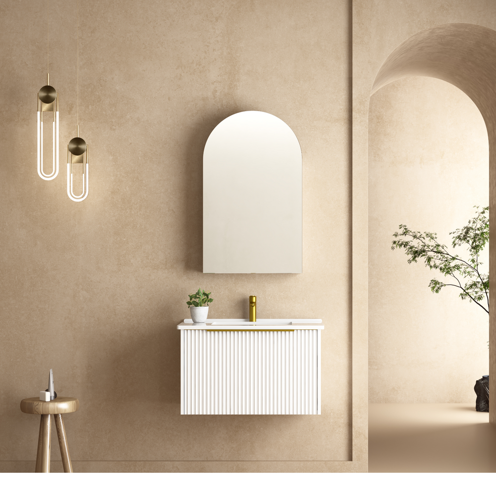 INFINITY THENA WHITE 750MM SINGLE BOWL WALL HUNG VANITY