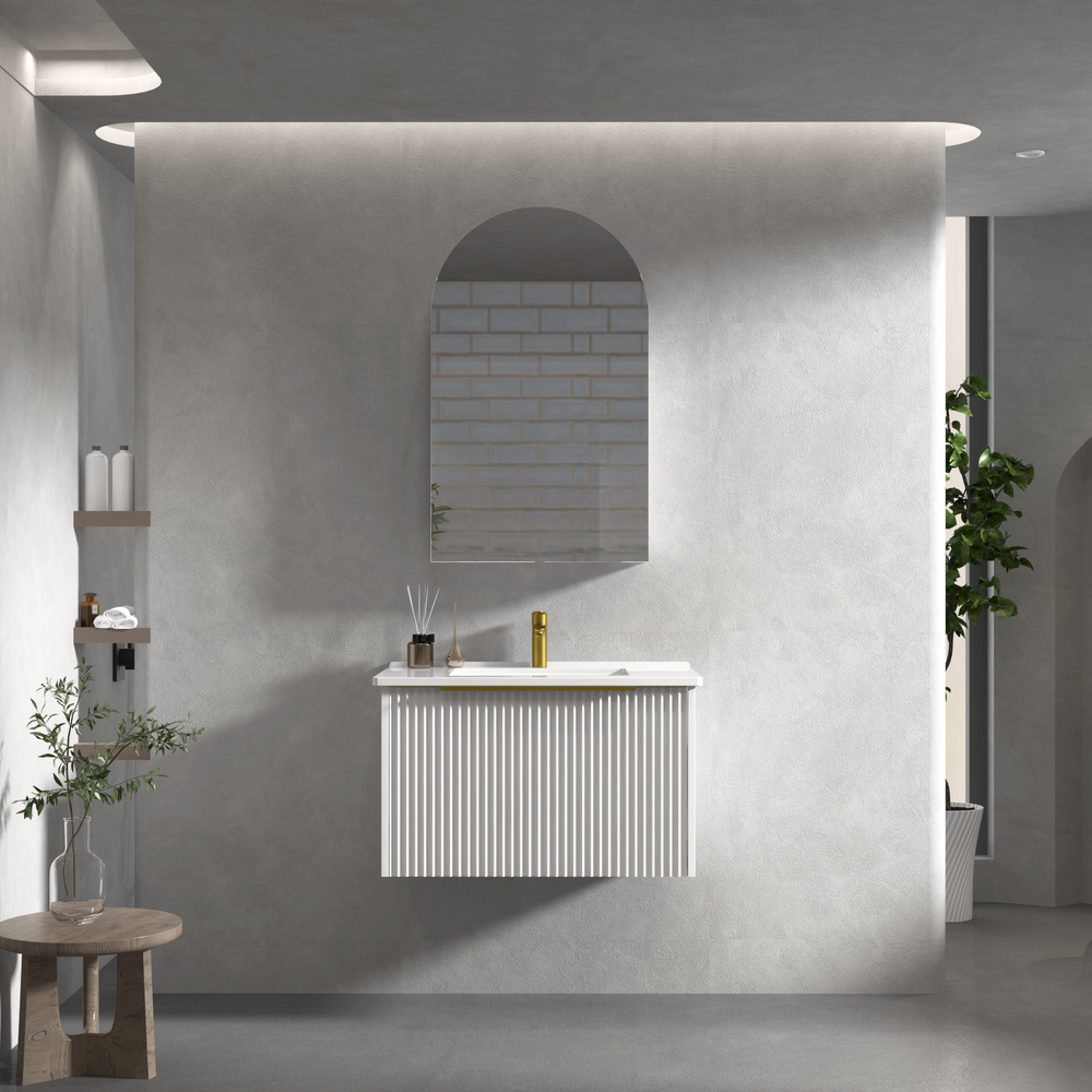 INFINITY THENA WHITE 750MM SINGLE BOWL WALL HUNG VANITY