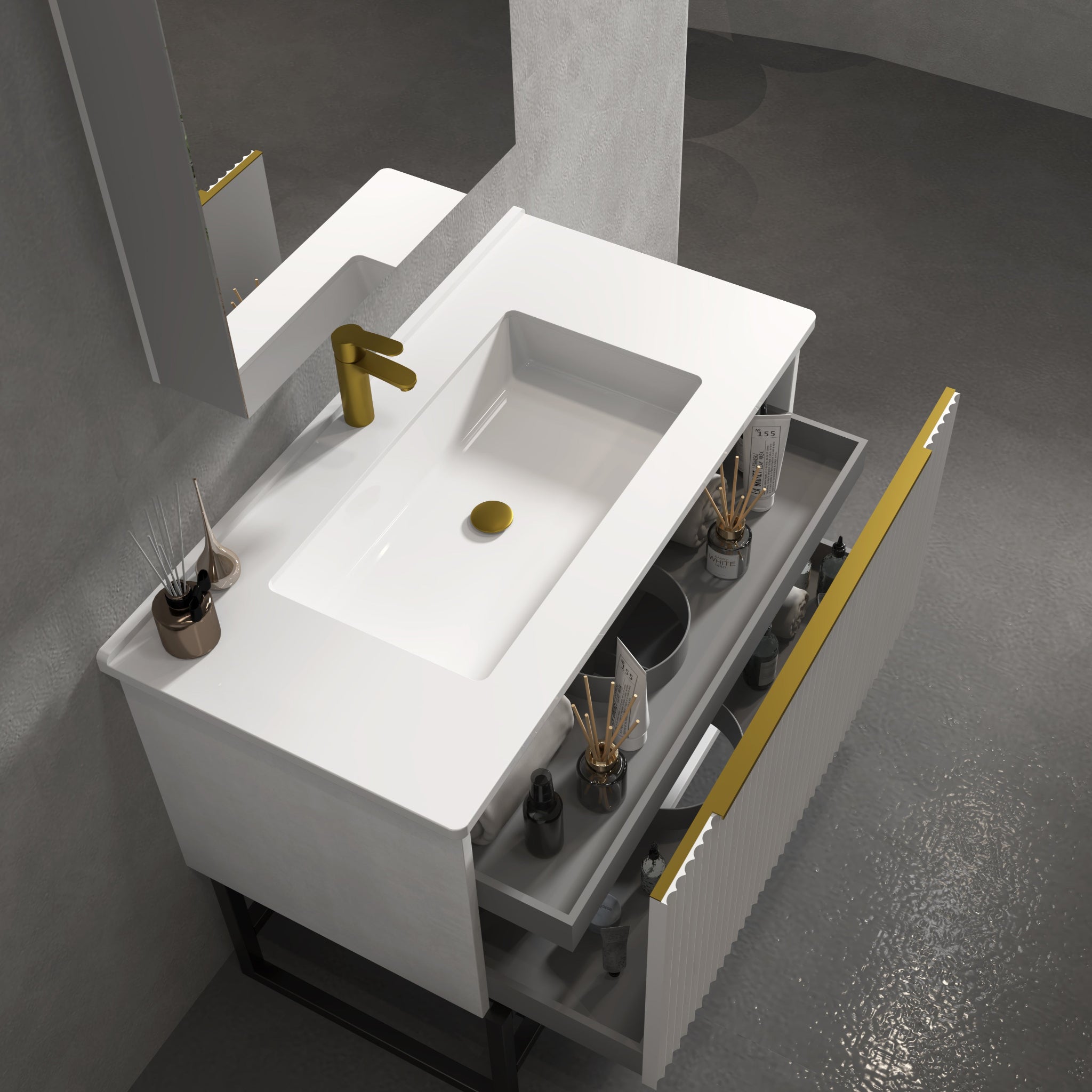 INFINITY THENA WHITE 900MM SINGLE BOWL WALL HUNG VANITY