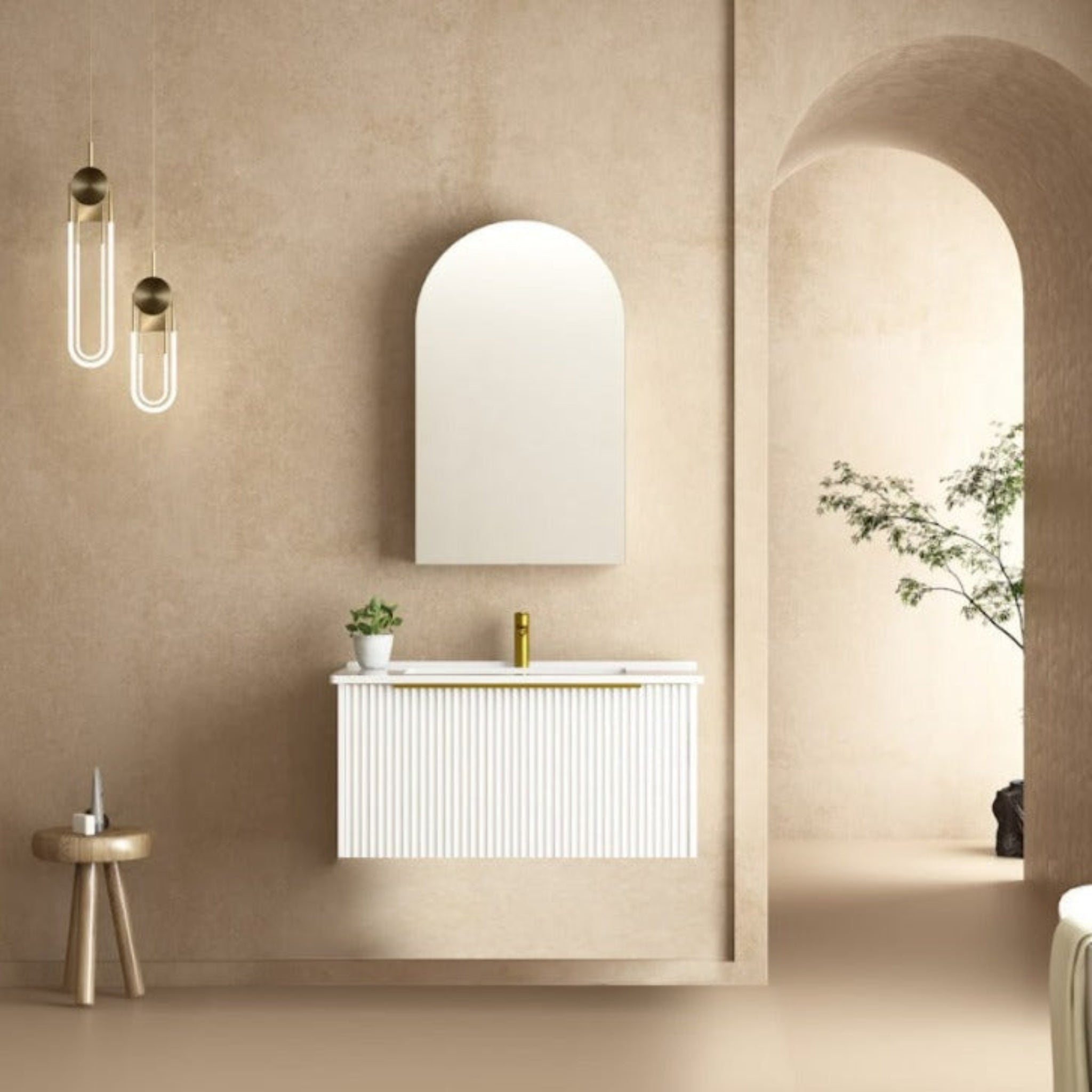 INFINITY THENA WHITE 900MM SINGLE BOWL WALL HUNG VANITY