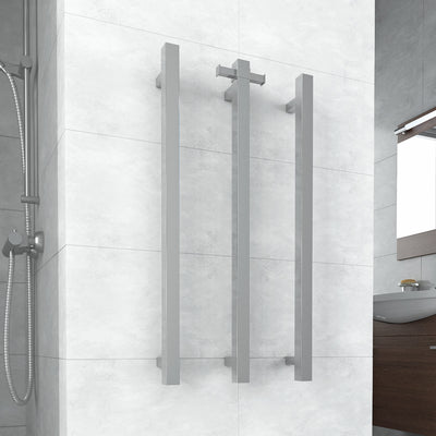 THERMOGROUP SQUARE VERTICAL SINGLE BAR HEATED TOWEL RAIL 900MM