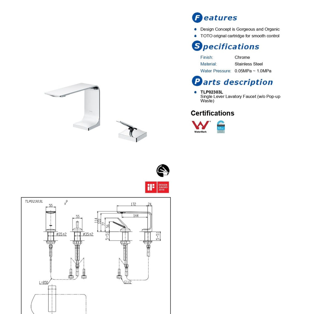 TOTO ZL BASIN MIXER CHROME