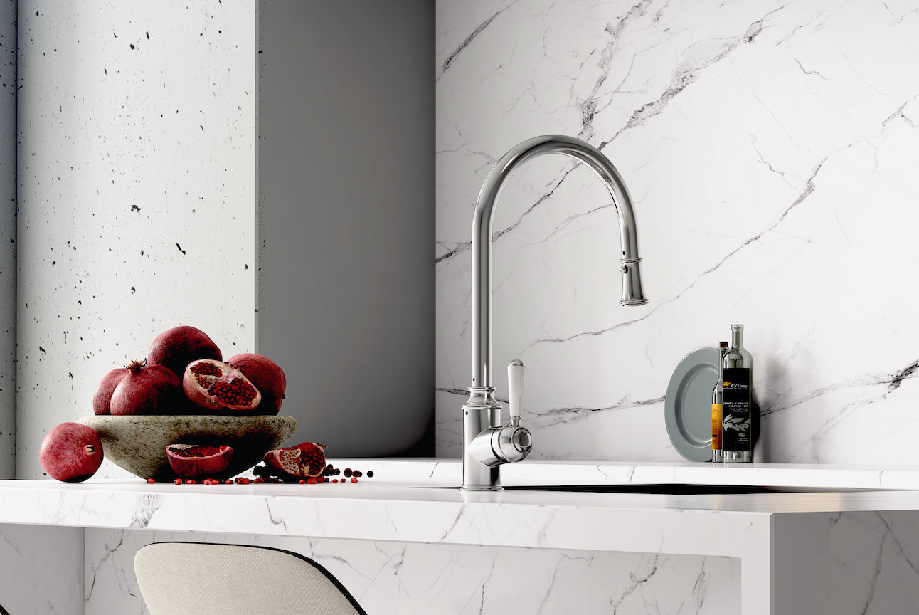 LINSOL TOMMY PULL DOWN SINK MIXER 430MM CHROME AND WHITE