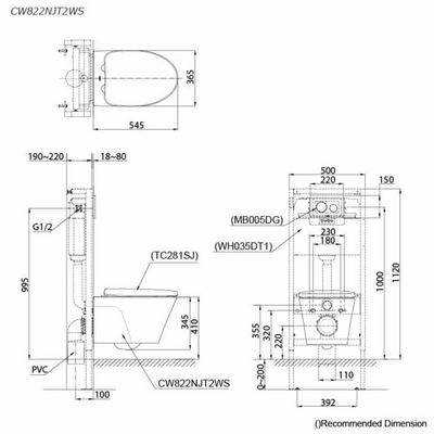 TOTO AVANTE WALL HUNG TOILET GLOSS WHITE