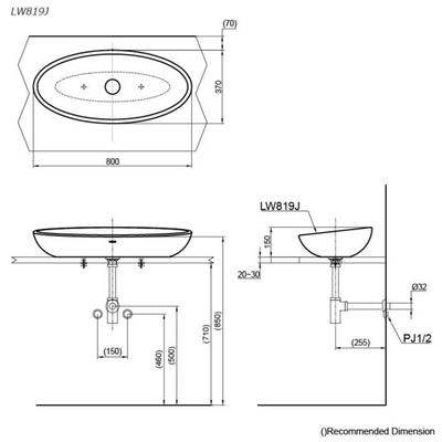 TOTO LE MUSE CONSOLE LAVATORY WHITE