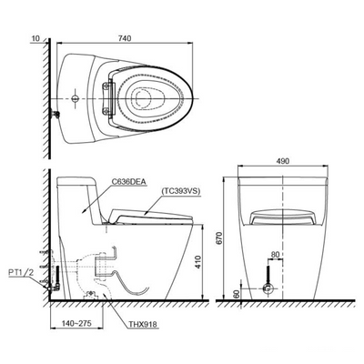 TOTO ONE-PIECE TOILET SUITE GLOSS WHITE