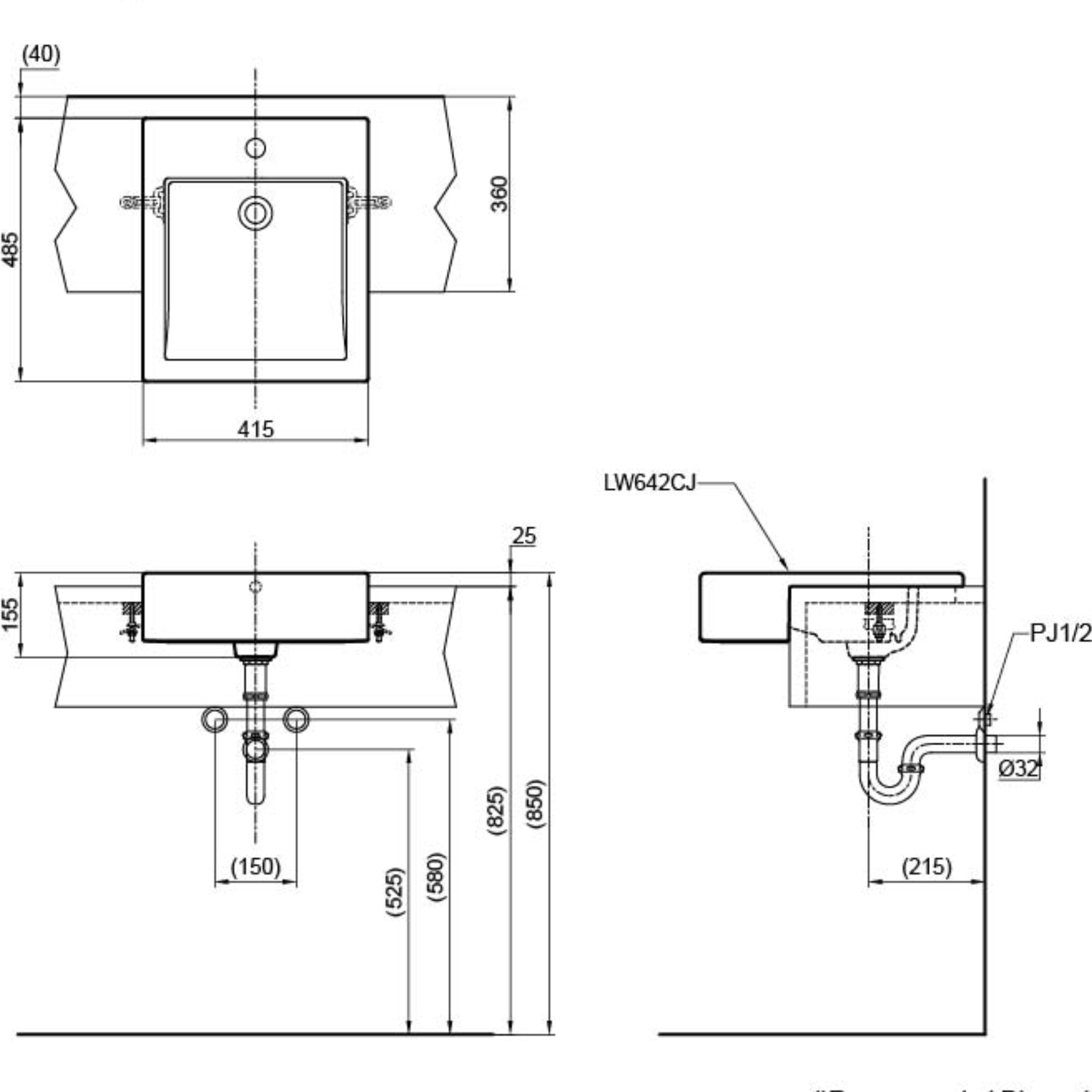 TOTO SEMI RECESSED CONSOLE LAVATORY
