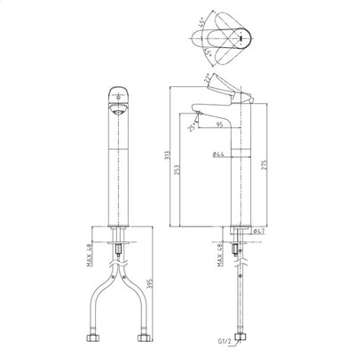 TOTO LF TALL BASIN MIXER CHROME