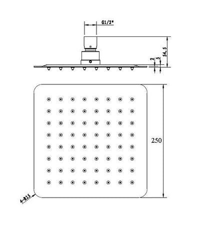 INSPIRE TARAN STAINLESS SHOWER HEAD SQUARE 250MM GUN METAL