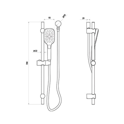 LINKWARE HUNTINGWOOD HAND SHOWER ON RAIL CHROME