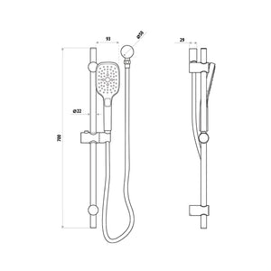 LINKWARE HUNTINGWOOD HAND SHOWER ON RAIL MATTE BLACK