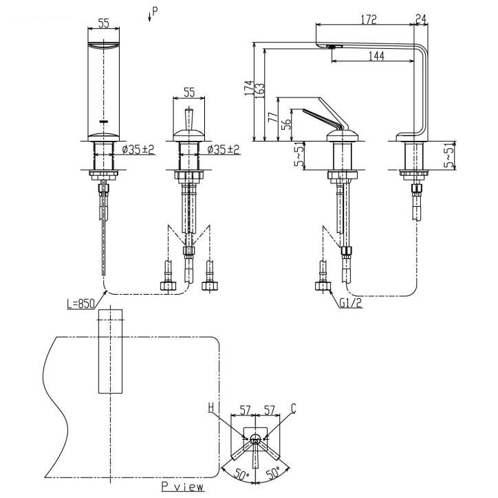TOTO ZL SEMI TALL BASIN MIXER 174MM CHROME