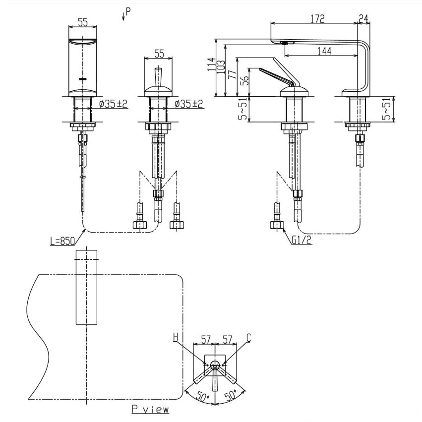 TOTO ZL BASIN MIXER CHROME