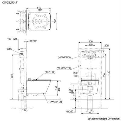 TOTO WALL HUNG TOILET GLOSS WHITE